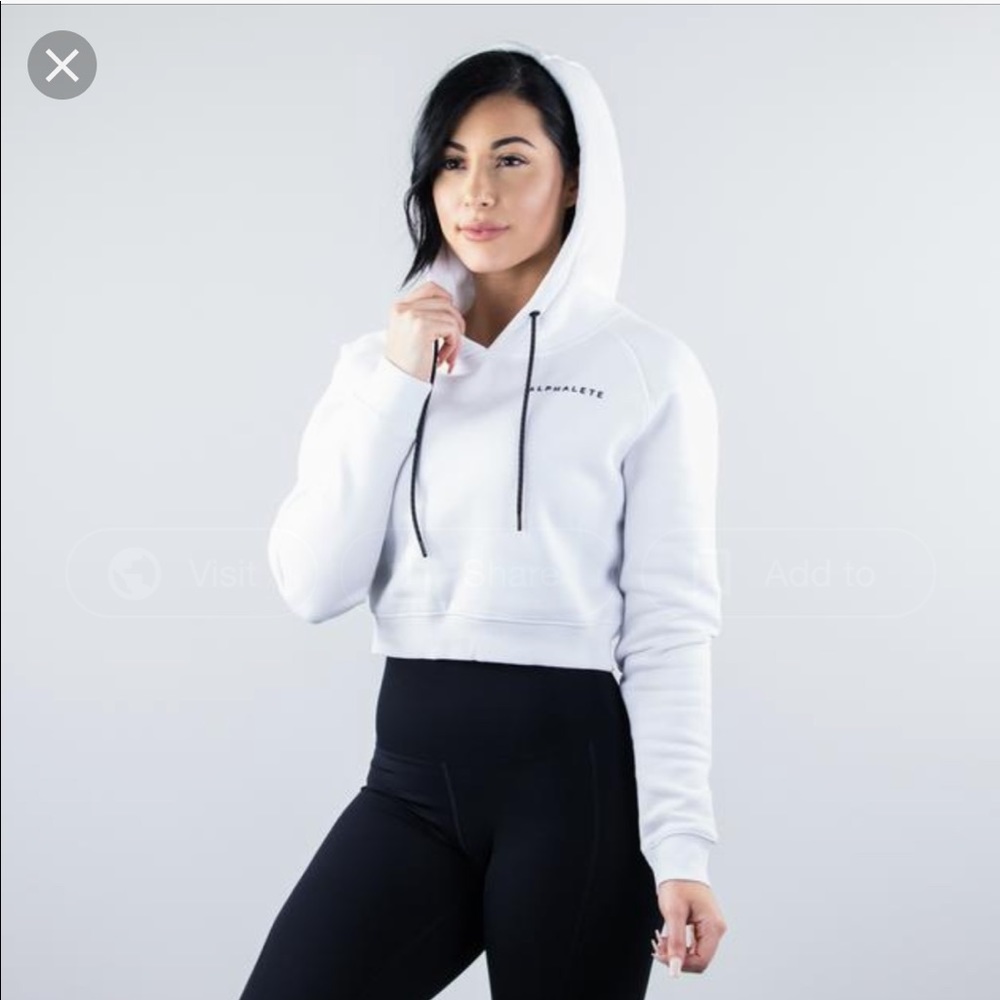 ISO ALPHALETE WHITE CROPPED HOODIE